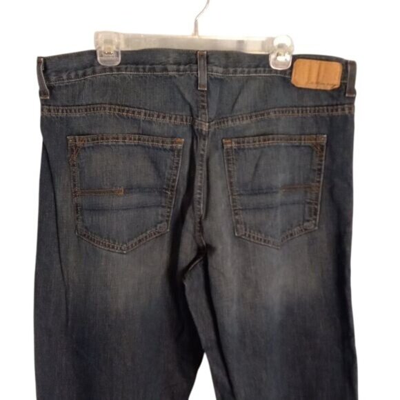 Calvin Klein Size 38 x 32 Mens Jeans Relaxed Straight Fit Dark Wash 100% Cotton - Picture 8 of 15